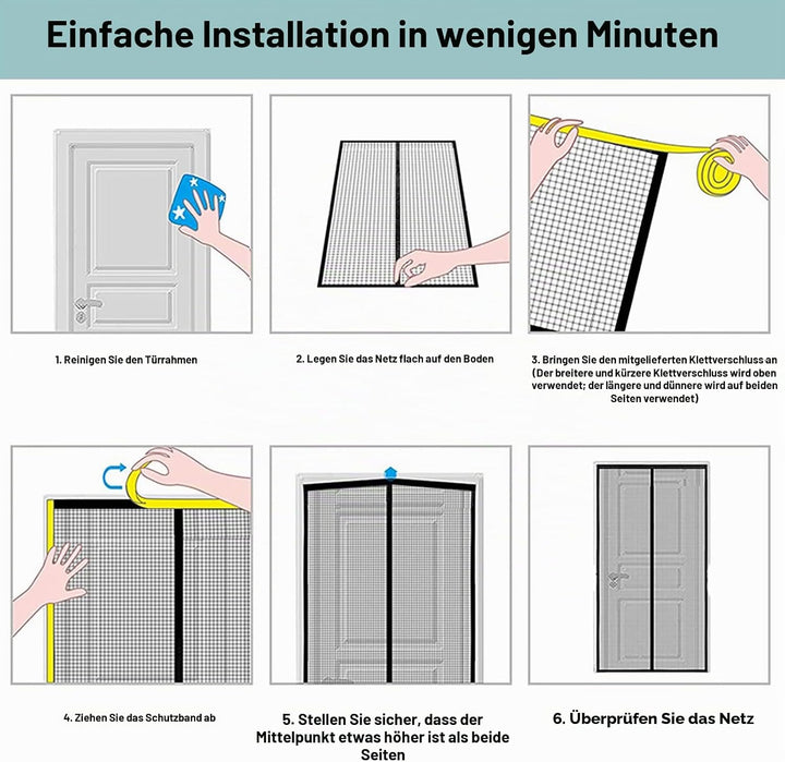 Magnet Fliegengitter Balkontür 110x200 cm, Verschiedene Grössen, Aktualisierte Version, Fliegengitte