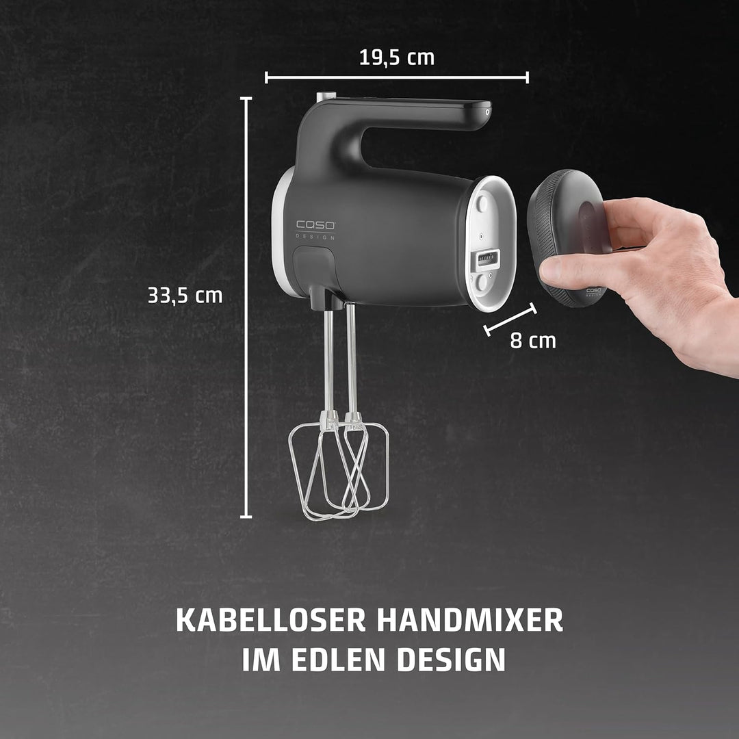 CASO Click & Mix - kabelloser Handmixer, akkubetrieben, zum Mischen, Kneten, Aufschlagen von jeglich