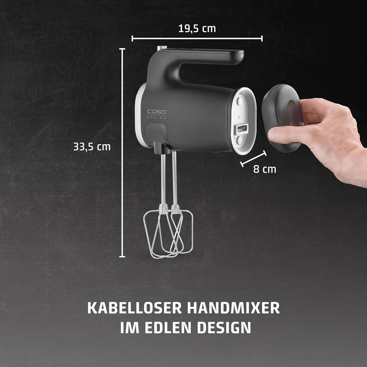 CASO Click & Mix - kabelloser Handmixer, akkubetrieben, zum Mischen, Kneten, Aufschlagen von jeglich