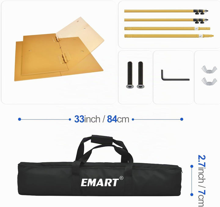 EMART Goldener Foto Hintergrund Ständer mit Stahlsockel, 2mx3m Verstellbarer Hintergrundständer Kit