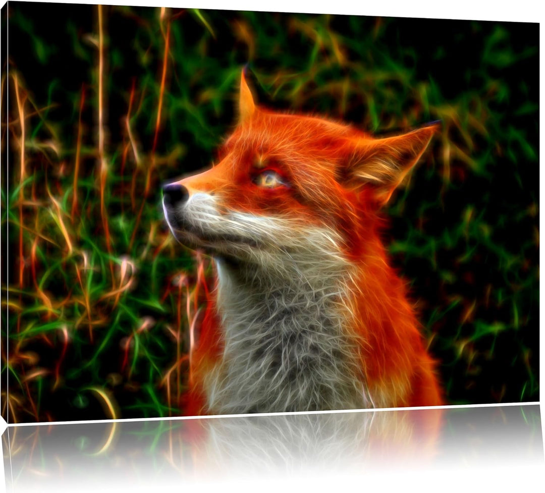Süsser Fuchs im Wald, Format: 100x70 auf Leinwand, XXL riesige Bilder fertig gerahmt mit Keilrahmen,