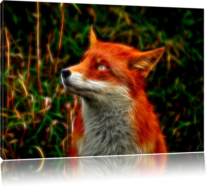 Süsser Fuchs im Wald, Format: 100x70 auf Leinwand, XXL riesige Bilder fertig gerahmt mit Keilrahmen,