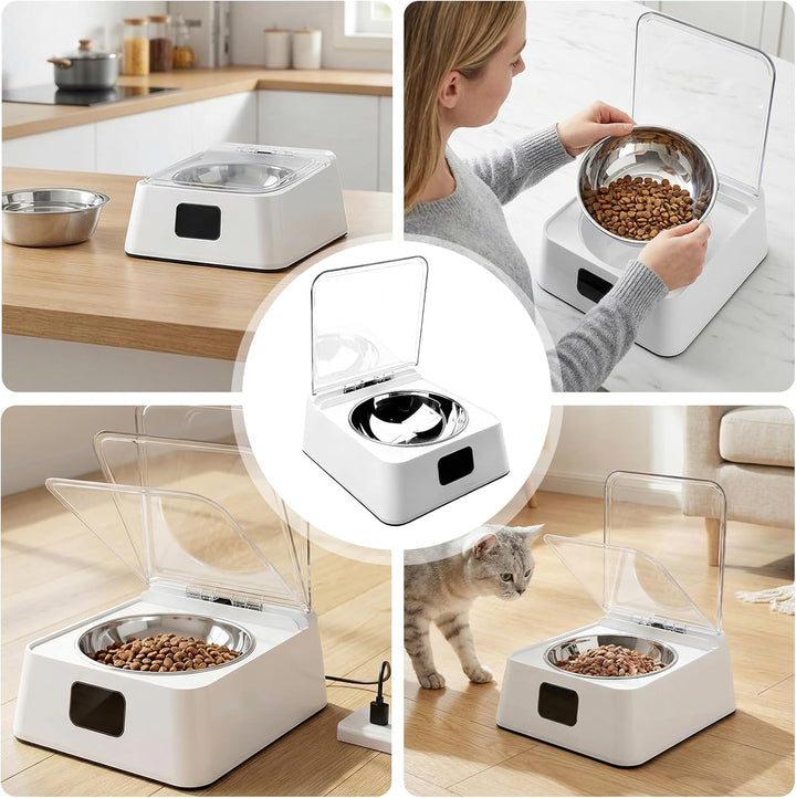 Futterautomat Katze Nassfutter 350 ml – Katzenfutter Automat mit Infrarot Sensor, Leiser Futterspend