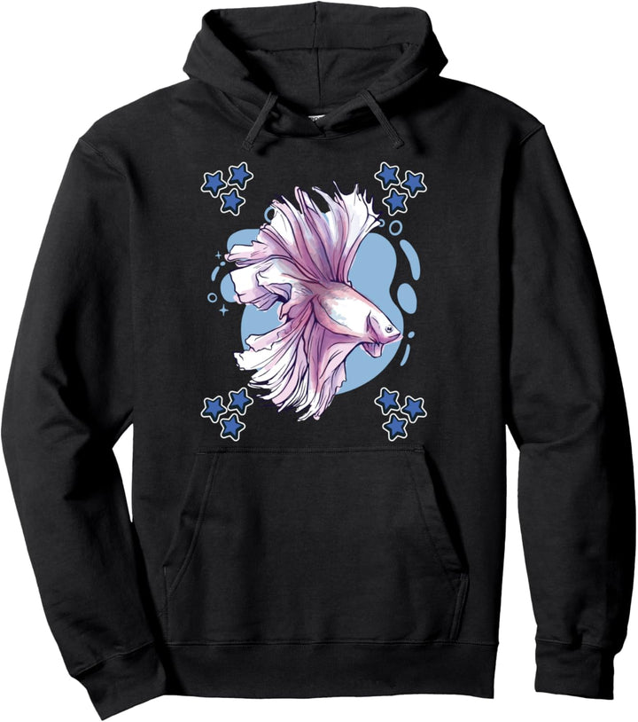 Herren Betta Fisch Zeichnung Sterne Jungen Betta Fisch Pullover Hoodie