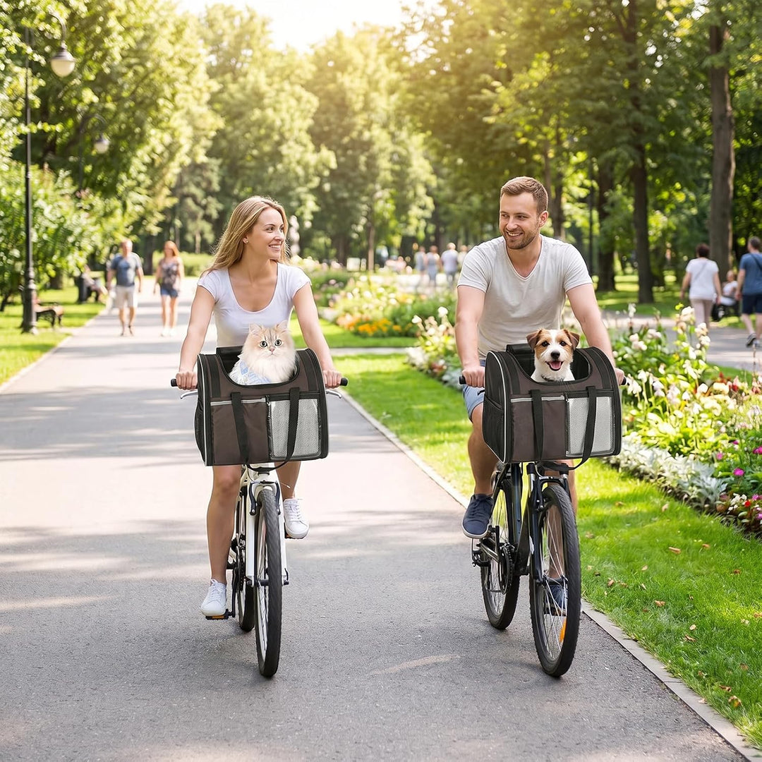 Hundekorb Fahrrad Vorne, Tragbarer Atmungsaktiver Hundefahrradkorb mit Sicherheitsleine Weichem Kiss