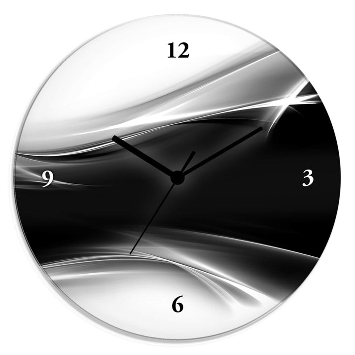ARTLAND Wanduhr ohne Tickgeräusche Glas Quarzuhr Ø 30 cm Rund Lautlos Design Abstrakt Kunst Modern A
