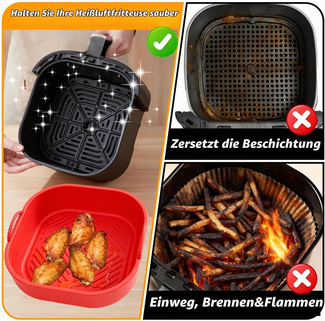 Silikonform für Heissluftfritteuse Zubehör | Air Fryer Liners Wiederverwendbar anstelle Airfryer Bac