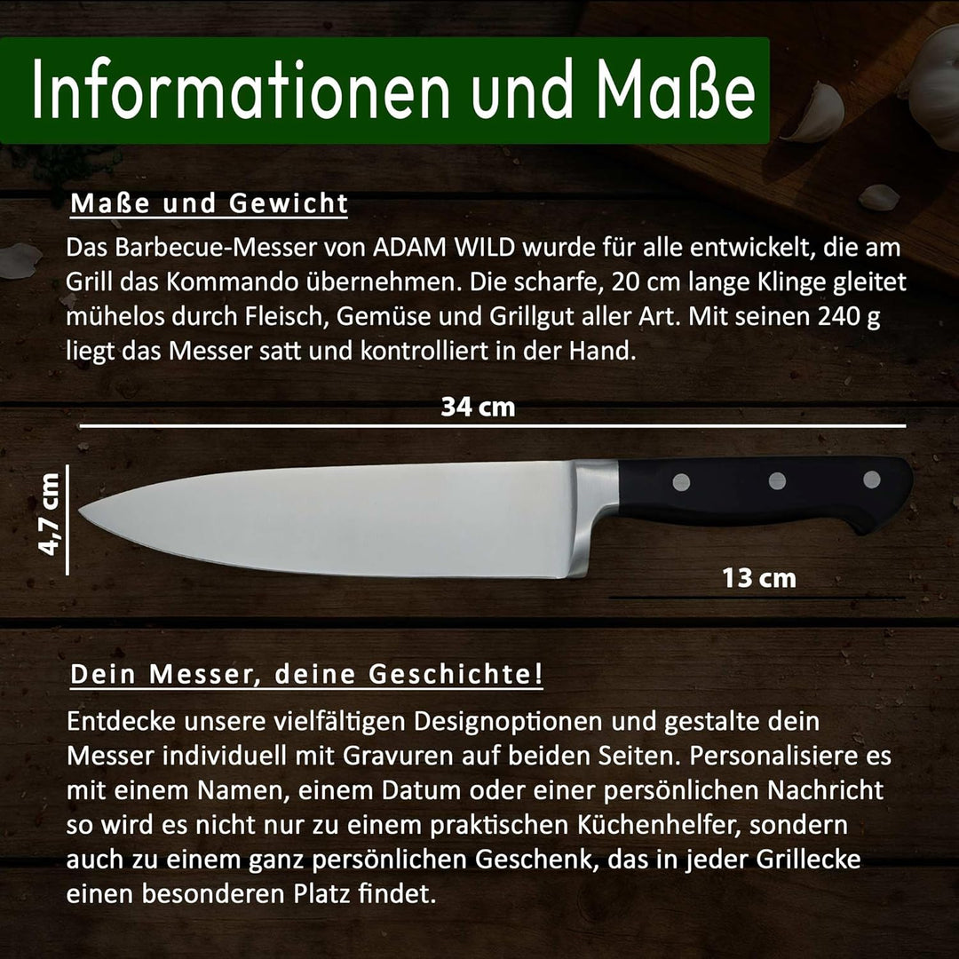 Grillmesser mit Gravur | Grillen Geschenke für Männer | Grillmeister Fleischmesser | Geschenke für G