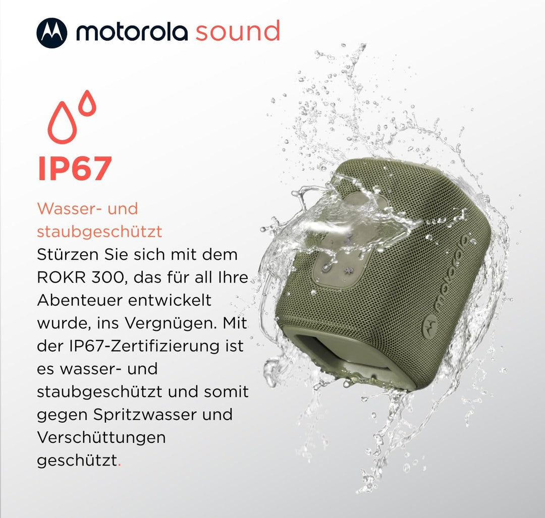 Motorola Sound – ROKR 300 Bluetooth 5.3-Lautsprecher – tragbarer kabelloser 7-W-Lautsprecher – IP67-