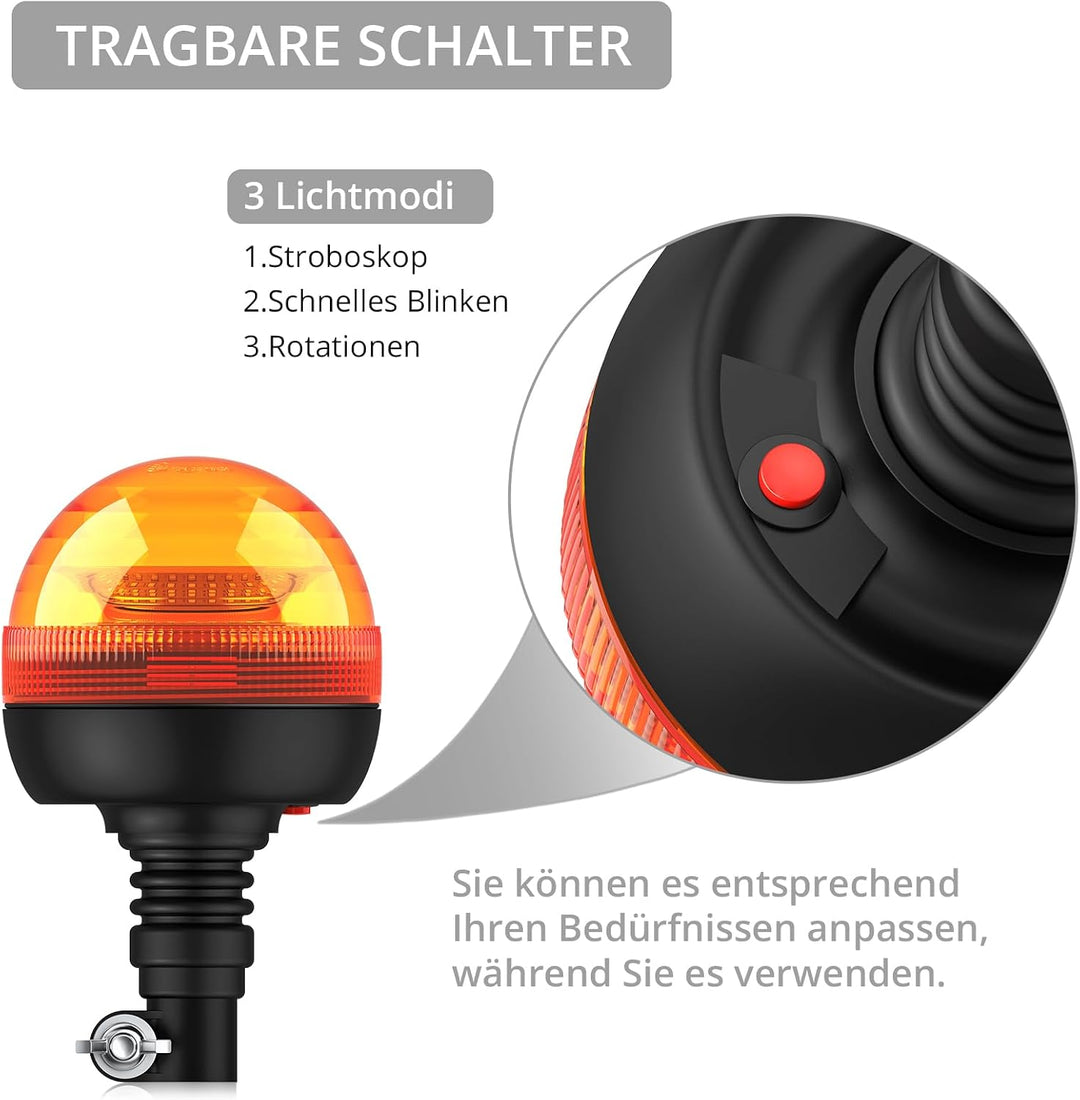Justech 2x 24LEDs Rundumleuchte Amber Rundumkennleuchte Blinkleuchte Bernstein Drehblitzleuchte mit