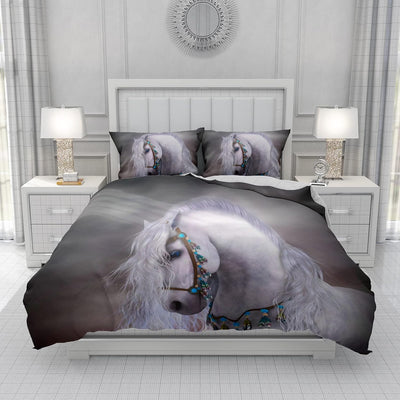 JEFFEL Pferde Bettwäsche Set 135x200 cm, Kinderbettwäsche, Pferde Motiv 3D Tier Motiv, Mikrofaser, S