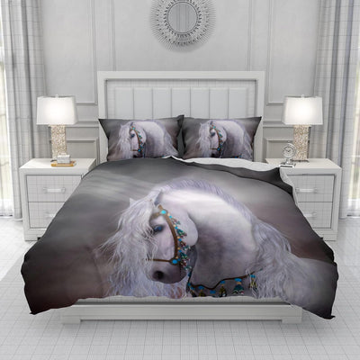 JEFFEL Pferde Bettwäsche Set 135x200 cm, Kinderbettwäsche, Pferde Motiv 3D Tier Motiv, Mikrofaser, S
