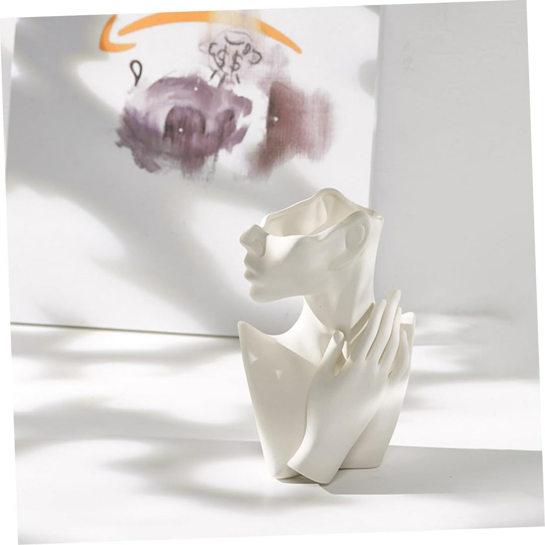 Veemoon Büste Frauenkörper Keramik Statue Vase Face Pot Bust Kopfform Vase für Home Office Dekoratio