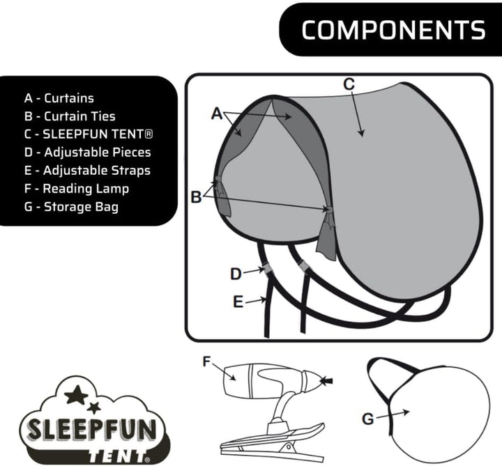 Betttunnel Sleepfun Tent Bettzelt (1-St), Pop Up Zelt, mit Leselampe und Aufbewahrungstasche 70x200c