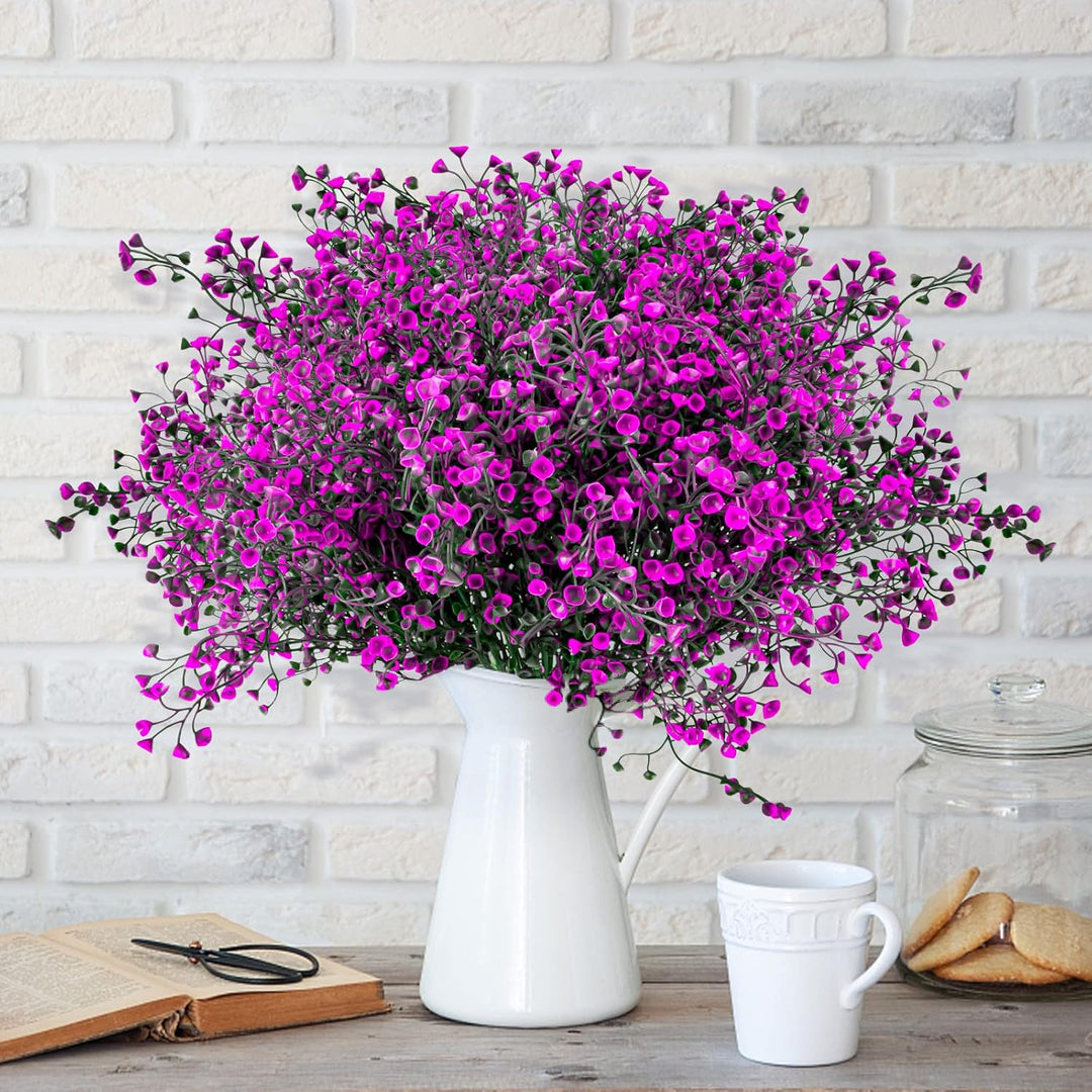 12 Bündel Künstliche Blumen Aussen Kunstblumen Wetterfeste Balkonpflanzen Künstliche Sträucher Büsch