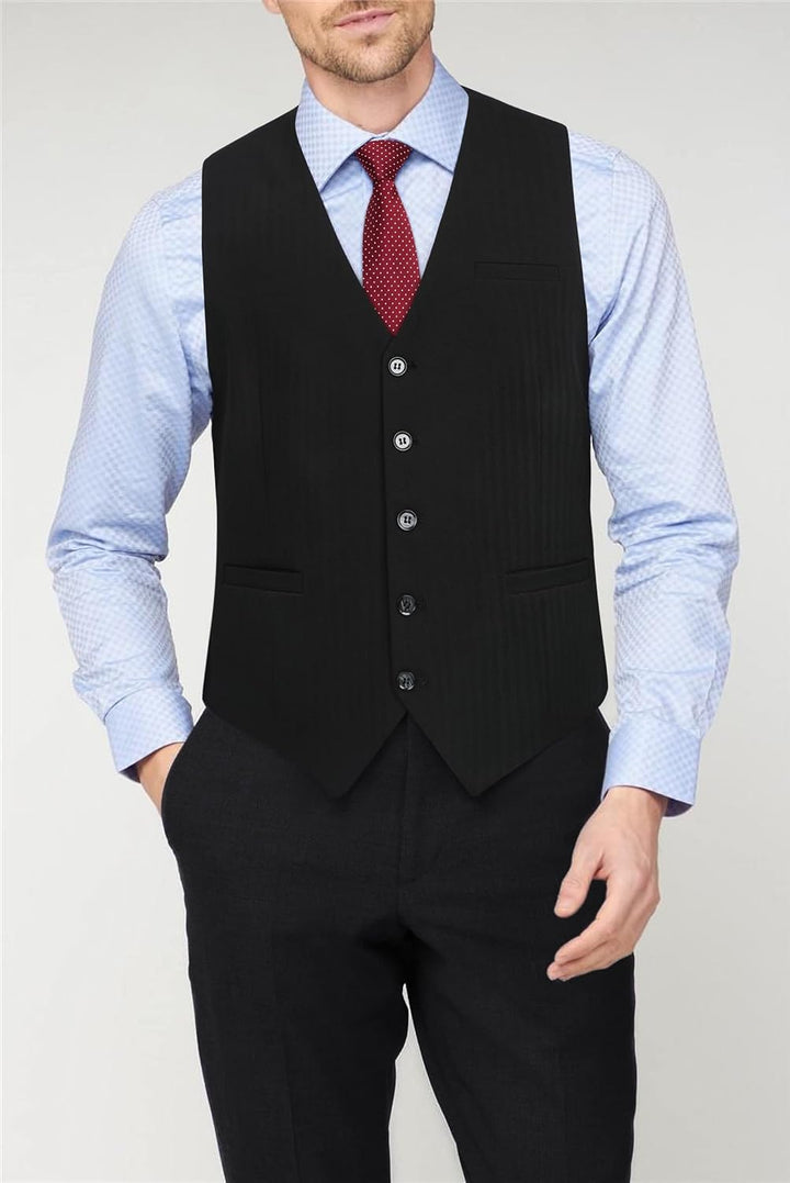 HISDERN Herren Anzugweste Formale Hochzeit Klassische Retro Baumwolle V-Ausschnitt Einfarbige Elegan