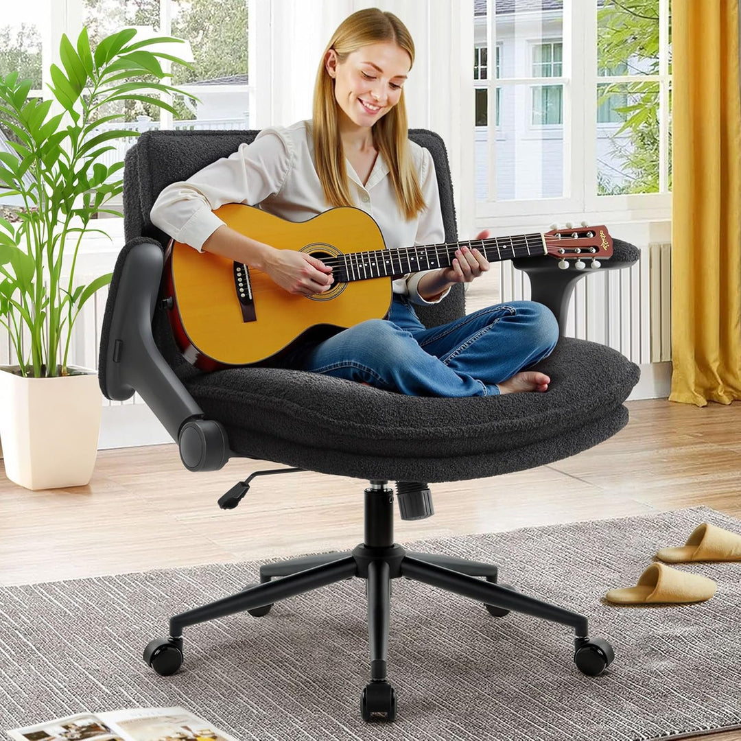 IWMH Schreibtischstuhl Schneidersitz, Bürostuhl mit Armlehne & Rollen Verstellbaren, Ergonomisch Bre