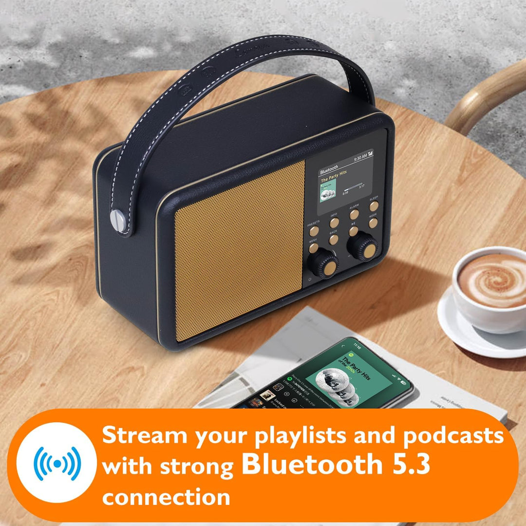 LEMEGA Class Finesse DAB+ Digitalradio mit Farbdisplay – Edler Bluetooth-Radiowecker mit 60 Senderpl