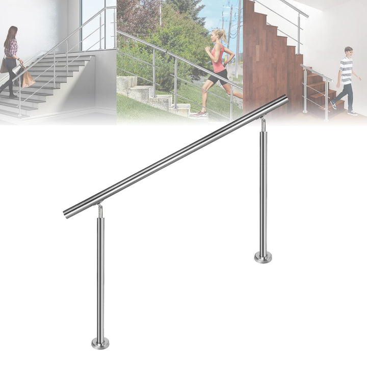 LARS360 150cm Handlauf Geländer Treppengeländer Ø 42 mm Geländerstäben aus Edelstahl 0 Querstreben T