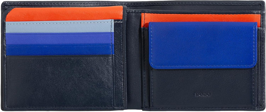 DUDU Klassisches mehrfarbiges Herren Portemonnaie RFID in Leder Navy, Navy