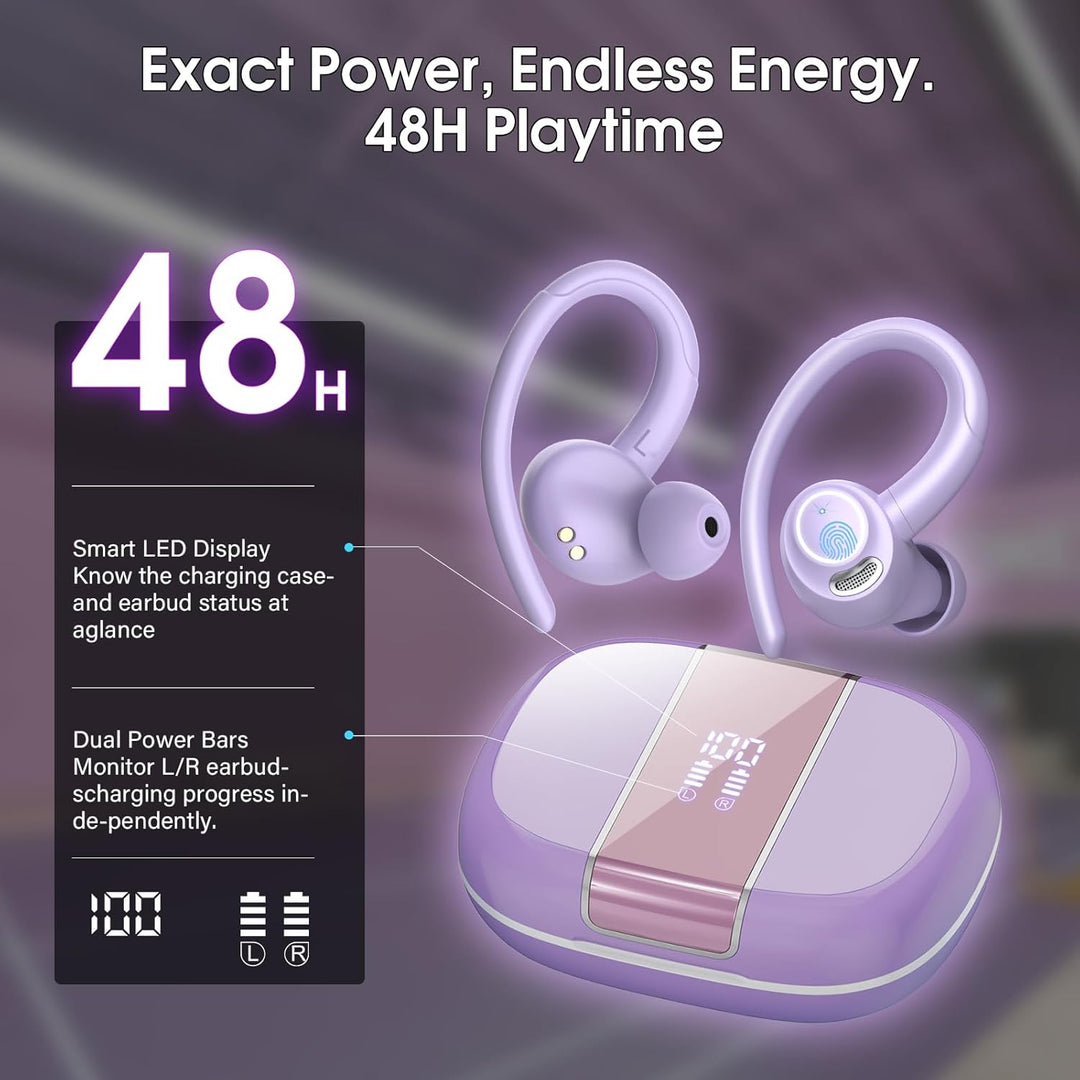 Csasan Bluetooth Kopfhörer Sport, in Ear Kopfhörer Kabellos Bluetooth 5.3 mit Ohrbügel, Hi-Fi Stereo