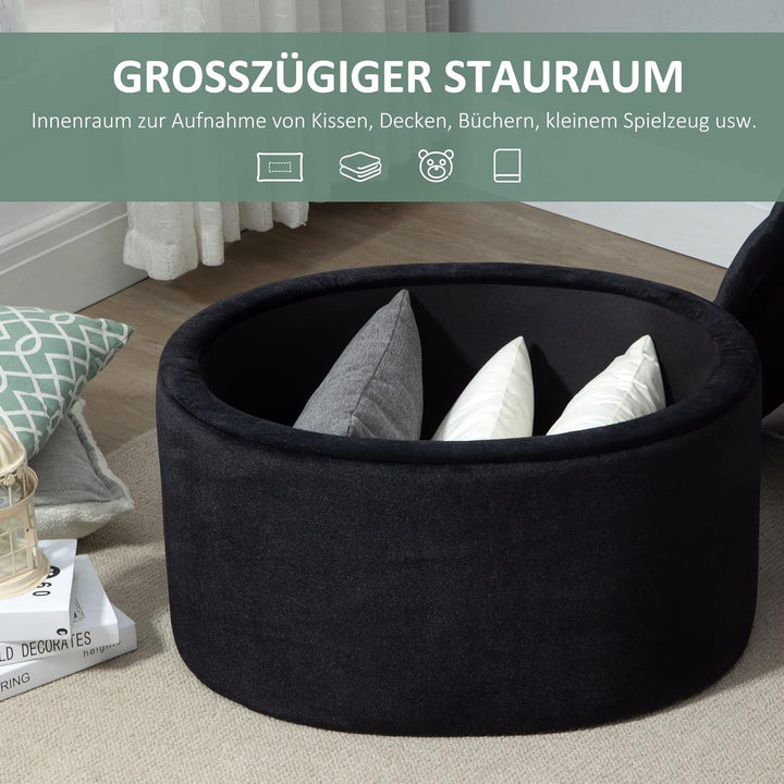 HOMCOM Sitzbank Polsterbank mit Stauraum Truhenbank Ovale Form Flur Schlafzimmer Wohnzimmer samtarti