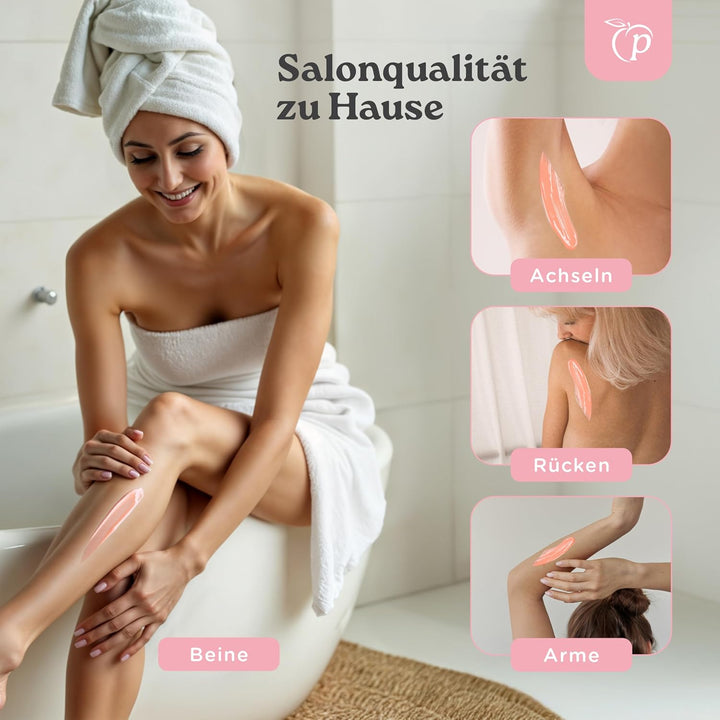 Wachswärmer | Waxing Set mit 100g Wachsperlen für Haarentfernung + 10 Spatel aus Holz + Aluminium-Wa