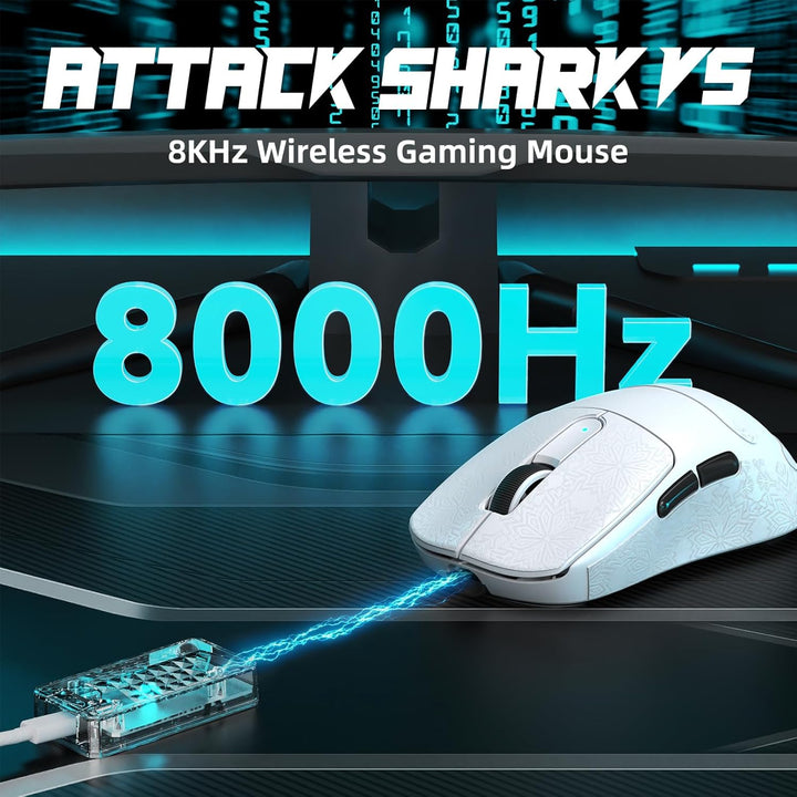 ATTACK SHARK V5 Kabellose Gaming Maus 53g, 20000 FPS, Optische Schalter, PAW3950MAX 42K DPI Sensor,