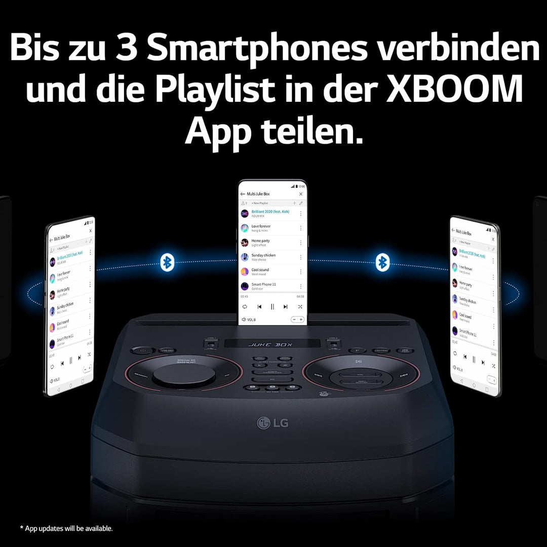 LG XBOOM RNC7, 3-Wege-Soundsystem mit 5 Lautsprechern (Dolby Audio, Karaoke- & DJ-Funktionen, Beleuc