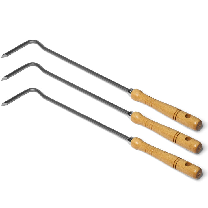 3x Feuerhaken mit Holzgriff Schüreisen Schürhaken Glutkratzer Kaminzubehör Kaminbesteck Stocheisen A
