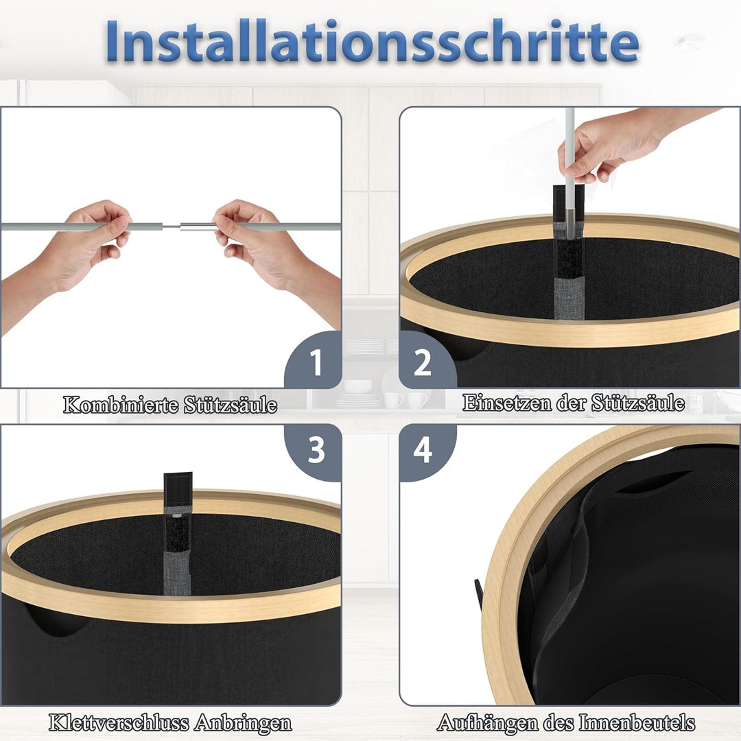 HENGMEI 100L Pfandflaschen Sammelbehälter mit Deckel Gross Pfandbehälter mit Loch Tragetasche Aufbew