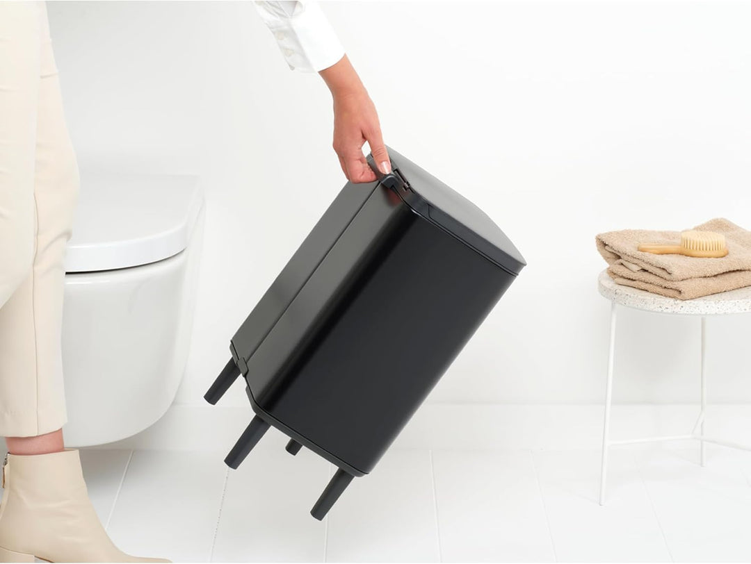 Brabantia - Mülleimer Bo Hi 12L mit Soft-Close-Deckel, herausnehmbarem Inneneimer und Transportgriff