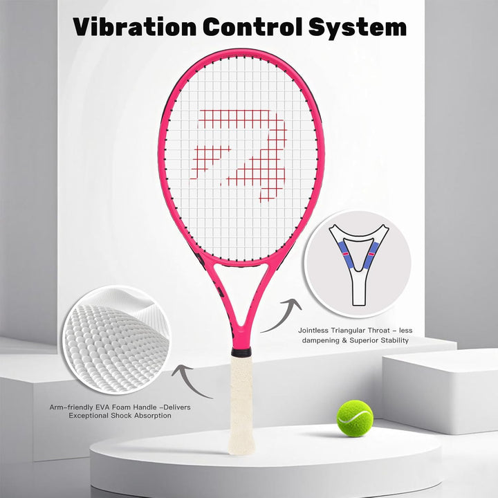BatZoom Tennisschläger für Anfänger und Erwachsene, Leichter Graphitschläger mit komfortablem Griff,