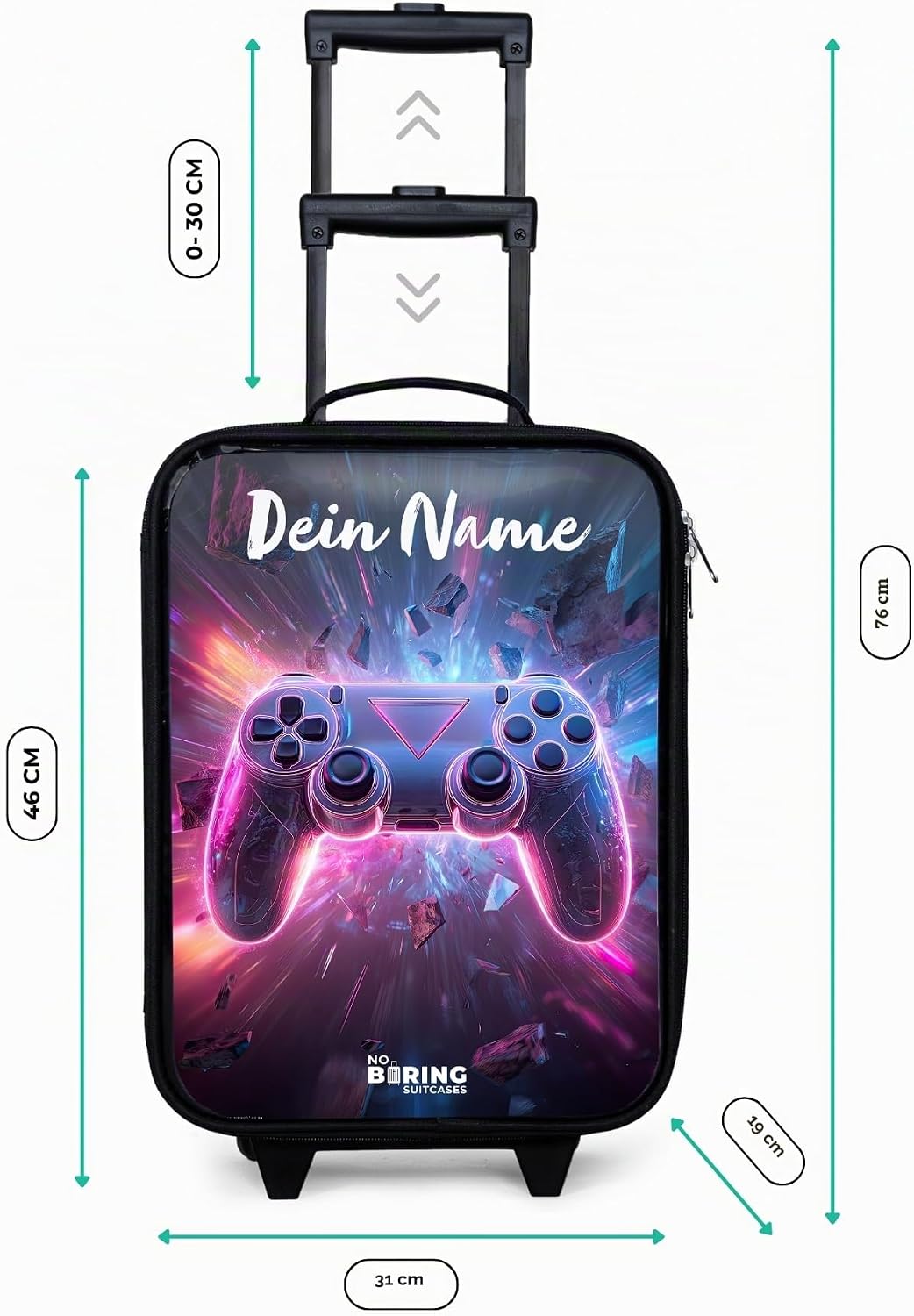 NoBoringSuitcases.com® Kinderkoffer Klein Personalisiert mit Name 48x31x19 cm Reisekoffer Kleiner Ki