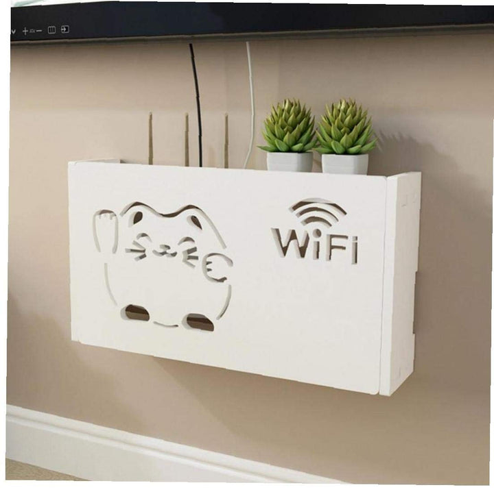 Weiss WiFi Router Aufbewahrungsbox Kabel-stecker-draht-Wand Befestigtes Regal Storage Rack Für Heim