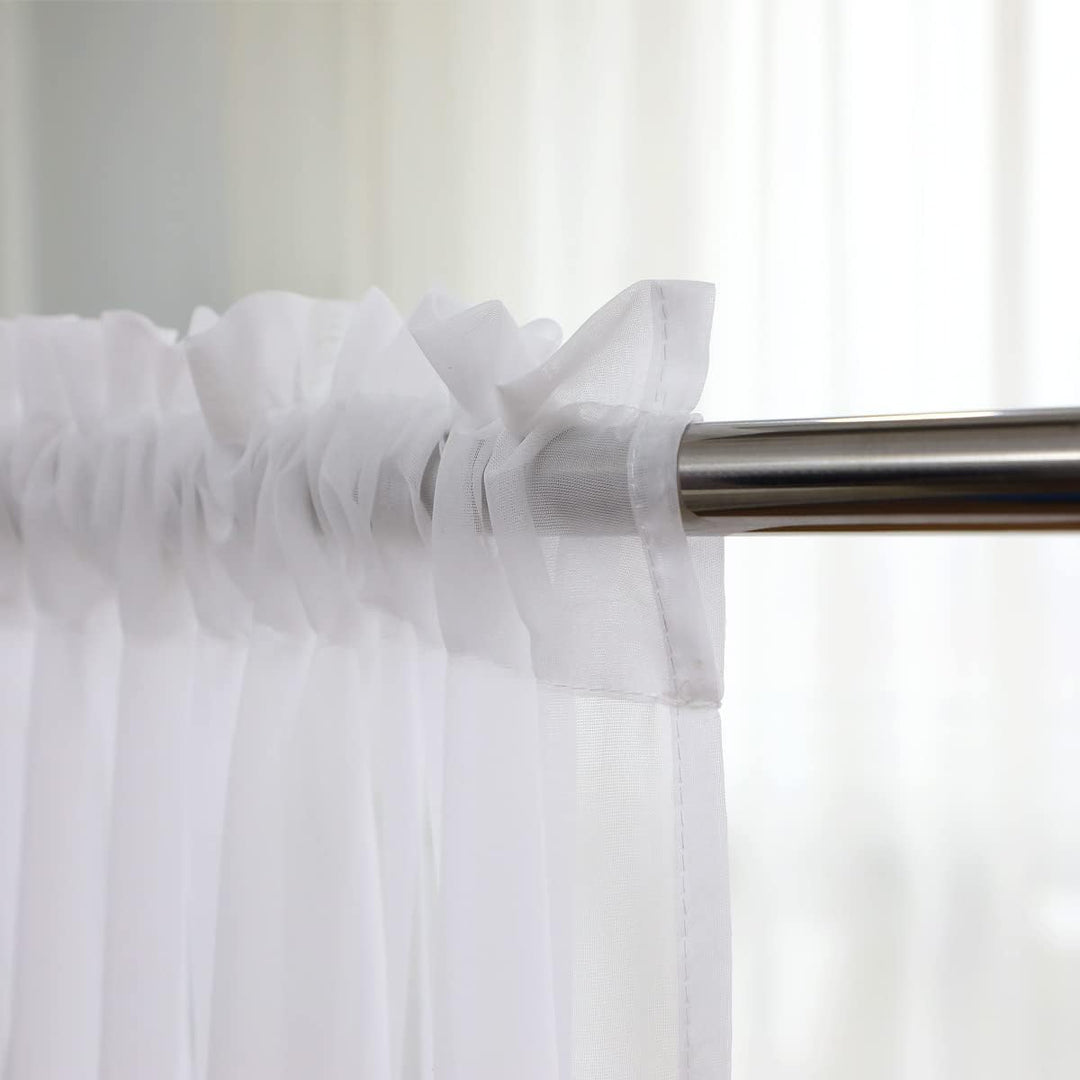 ABCHOME Weisse, durchsichtige Vorhänge, 330 cm lang, 2 Paneele, Stangentasche, Voile, halbtransparen
