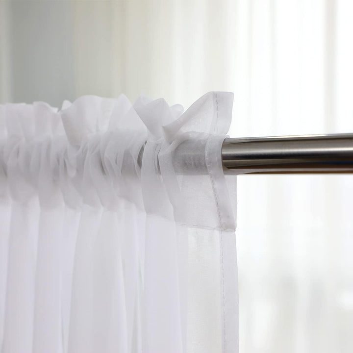ABCHOME Weisse, durchsichtige Vorhänge, 330 cm lang, 2 Paneele, Stangentasche, Voile, halbtransparen