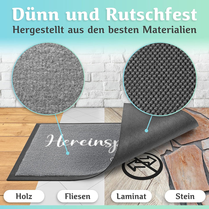 Hereinspaziert Fussmatte [Waschmaschinenfest] in 40x60cm - optimale Grösse für die Haustür. Schmutzf