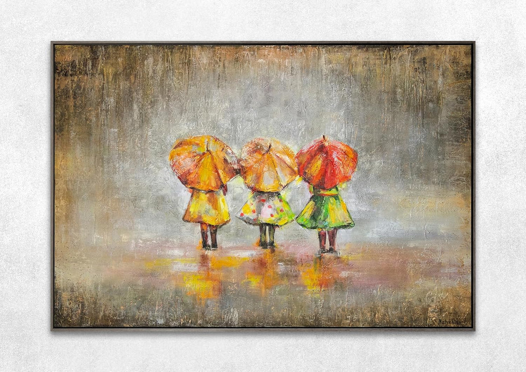 YS-Art XXL Abstrakt Acryl Gemälde auf Leinwand Sommerregen handgemalt Wandbilder Wohnzimmer modernes