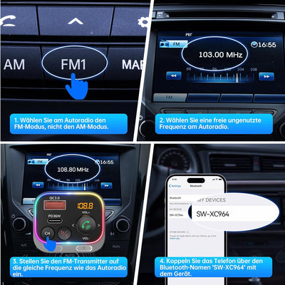 Syncwire FM Transmitter 5.4 Bluetooth Adapter Auto 54W PD & QC 3.0 USB C Auto Ladegerät [Stärkere Du