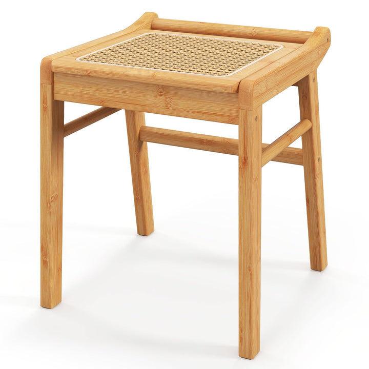 RELAX4LIFE Sitzhocker, Hocker aus Bambus, Schminkhocker mit Rattan-Oberfläche &amp; rutschfeste Füssen,