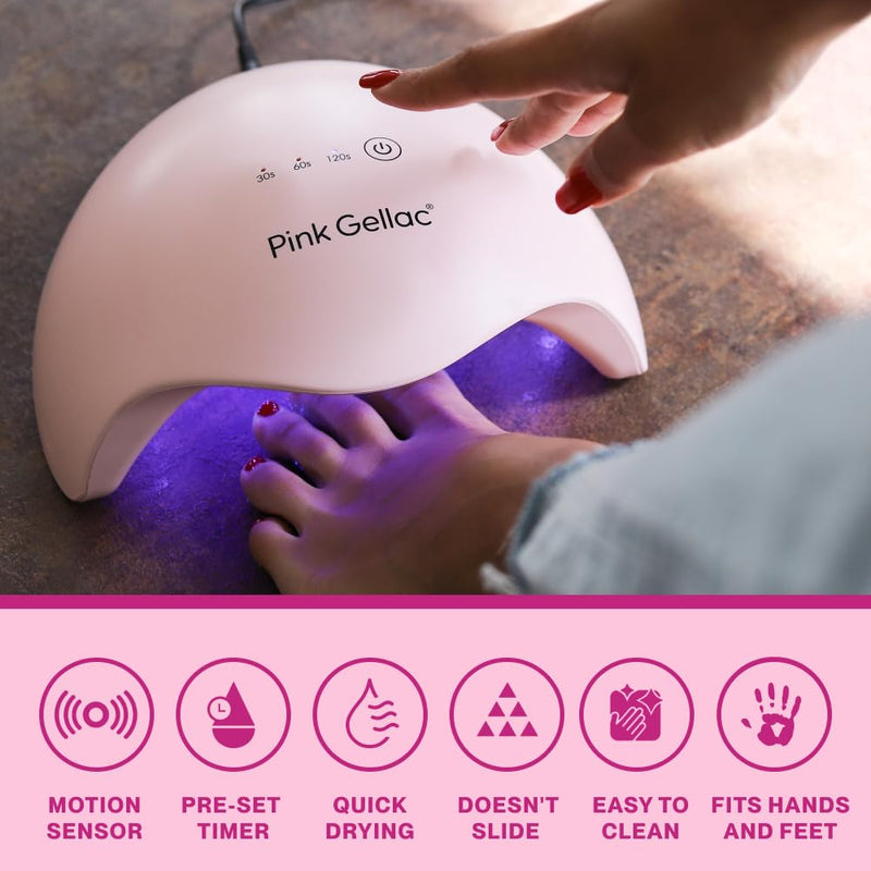 Pink Gellac Nagelset Gelnägel Starterset - Premium Compact Gel Nägel Starterset mit LED Lampe 15 ml