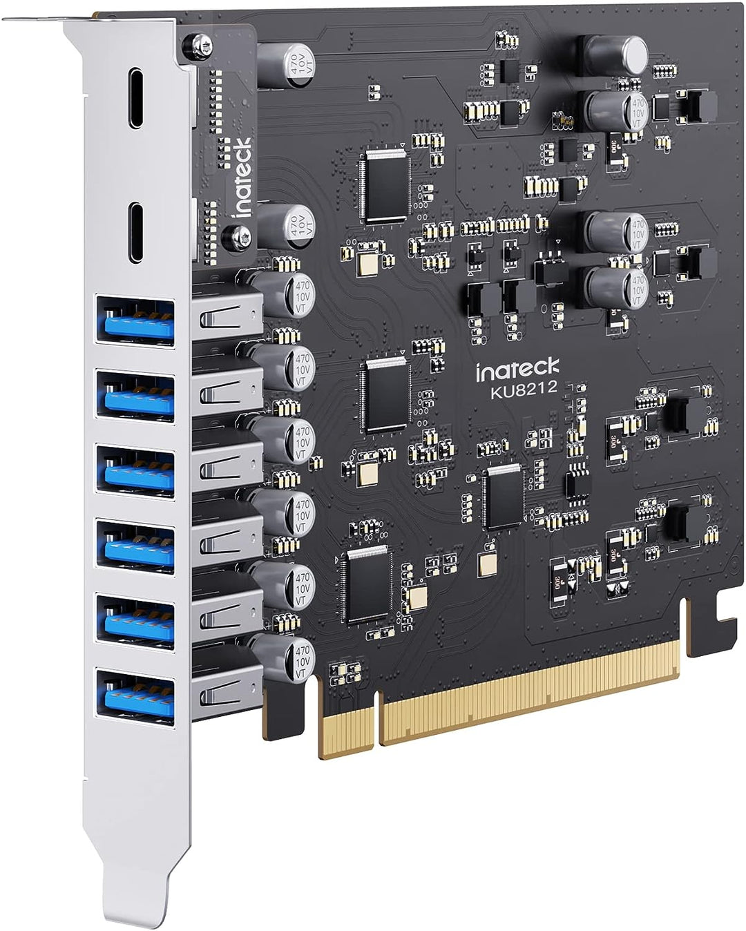 Inateck PCIe USB 3.2 Gen 2 Karte, USB C Power Delivery Laden, 2 USB C Ports und 6 USB A Ports mit 16