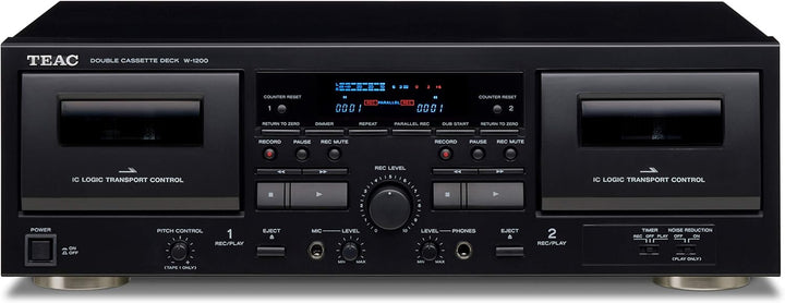 Teac W-1200 Doppel-Kasettendeck (Kassettenspieler zur Aufnahme/Wiedergabe, Mikrofoneingang, USB-Ausg