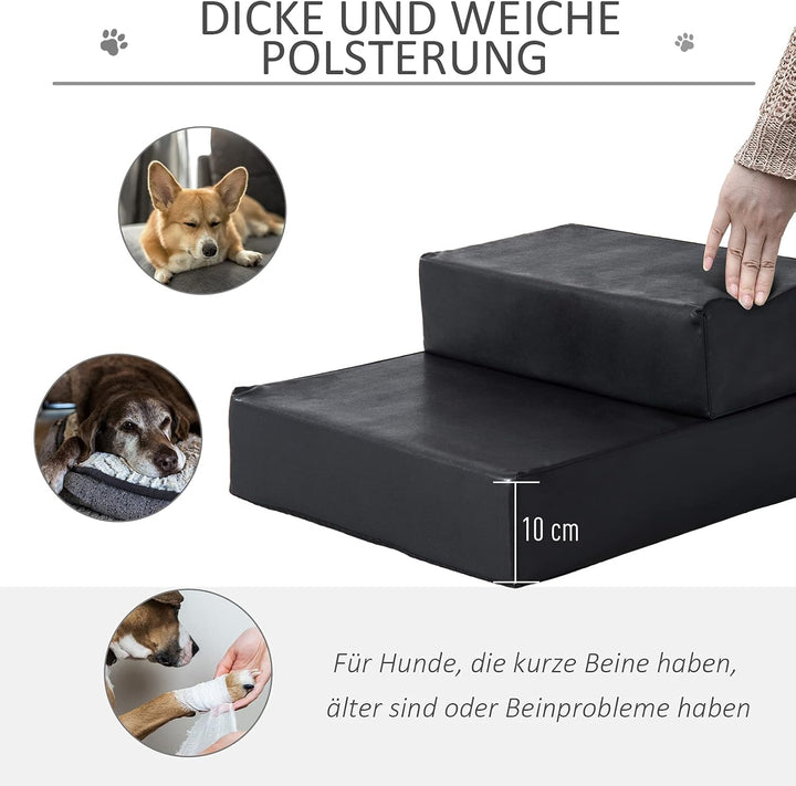 PawHut Tiertreppe Tierunterlage Klappbar Hundetreppe Treppe Unterlage für Katzen und Hunde Schwarz L
