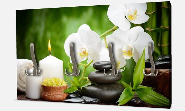 wandmotiv24 Garderobe Wellness Querformat - 69x40 (BxH) - Leinwand Wandgarderobe, inklusive Garderob