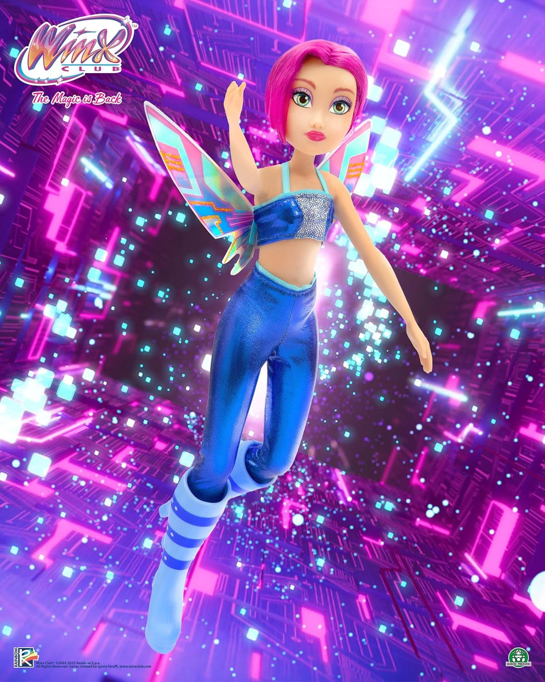 Winx Fairy Doll – Tecna with Glitter Wings & Articulated Joints – Removable Fairy Accessories – Tech