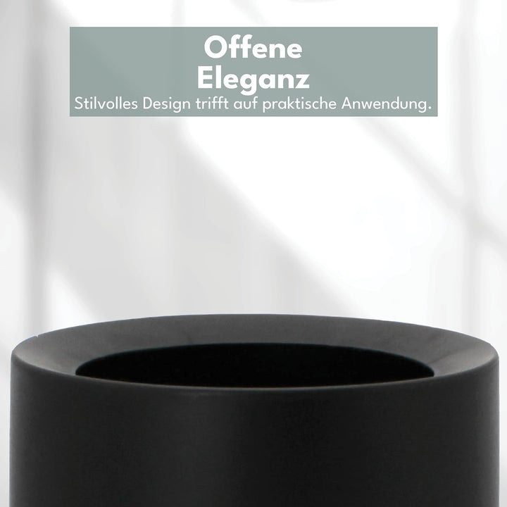 12L Mülleimer Schwarz Matt – Vielseitiger Badezimmer Papierkorb & WC Mülleimer, Büro Mülleimer Schwa