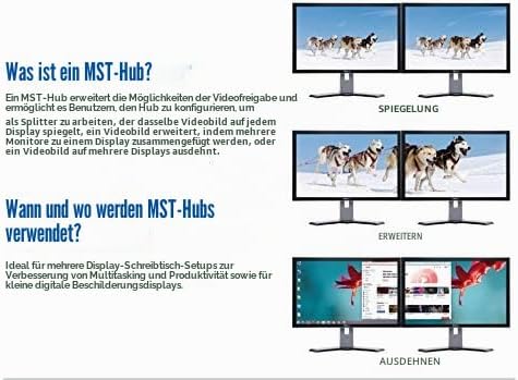 C2G DisplayPort™ 1.2 to Dual DisplayPort™ MST Hub 4K Doppelmonitor MST Hub, Mini DP Multi-Stream Tra