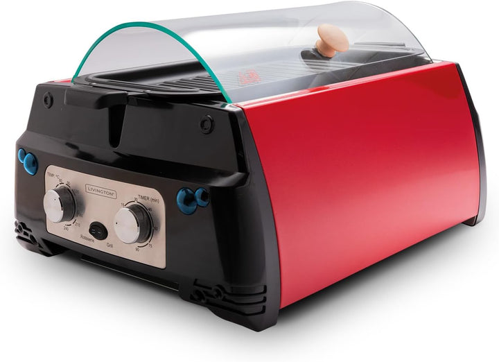 Livington Rotisserie Chef - Rot - Indoorgrill, Drehgrill und Tischgrill - Drehspiess für Hähnchen -